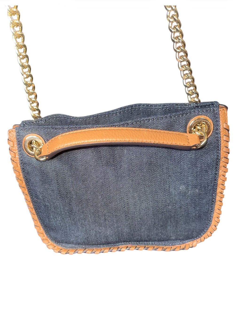 Michael Kors Denim & Leather Chain Crossbody Shoulder Bag - Picture 3 of 16